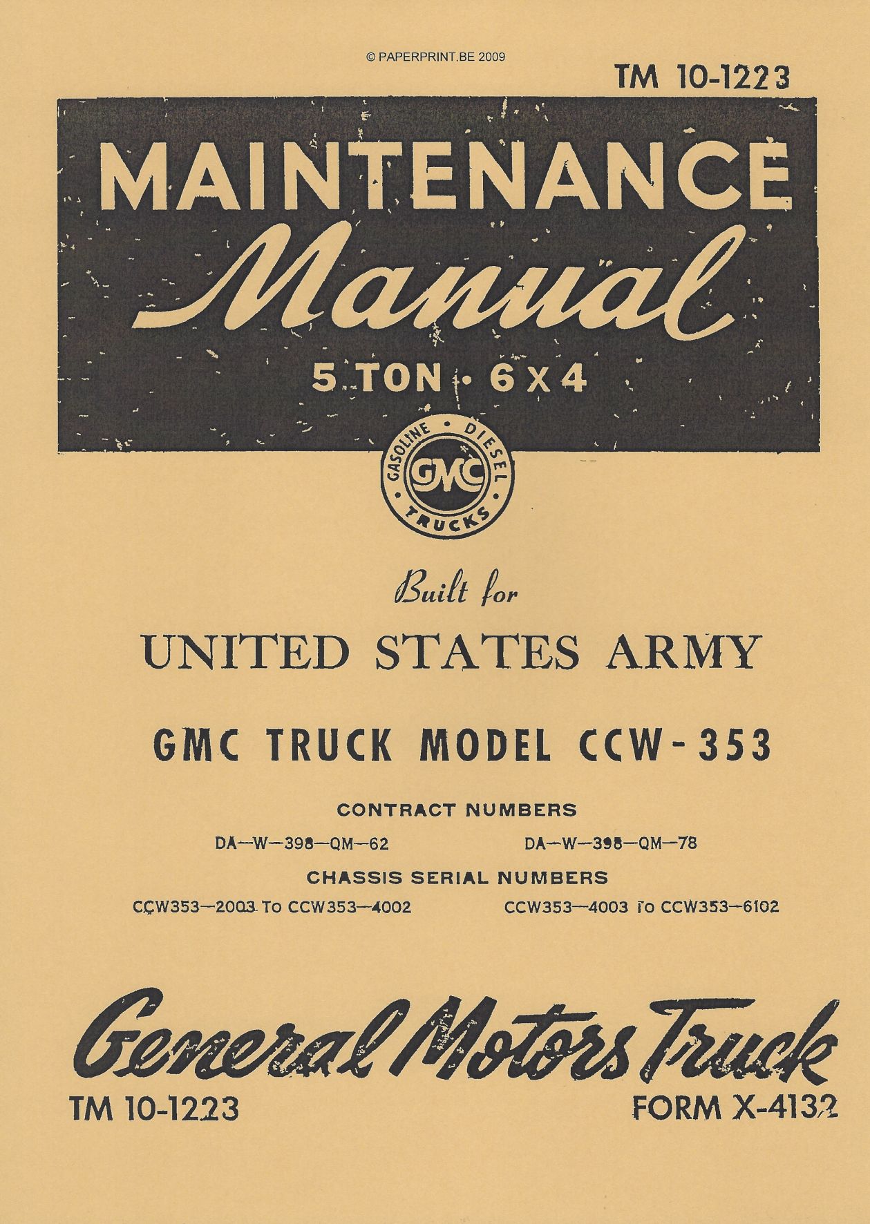 TM 10-1223 US GMC TRUCK MODEL CCW-353